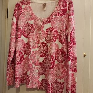 Pink and White Vivid Ladies Sweater Size Extra Large